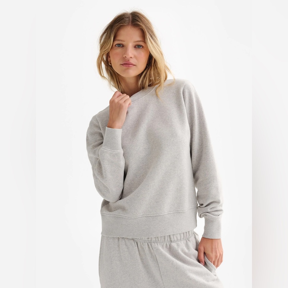 New Mate the Label Organic Fleece Shrunken Crew Neck Sweatshirt S M $128